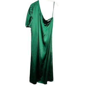 Anthropologie Porridge Clothing Green One Shoulder Maxi Dress Sz Large NEW $160